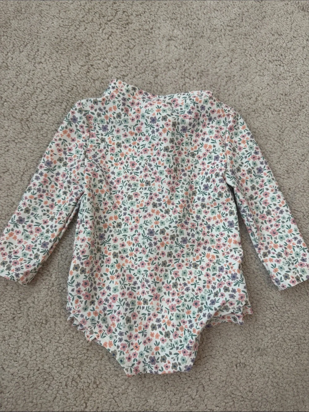 Carter's Little Planet Floral Long-Sleeve One-Piece in Pink, Green, Purple